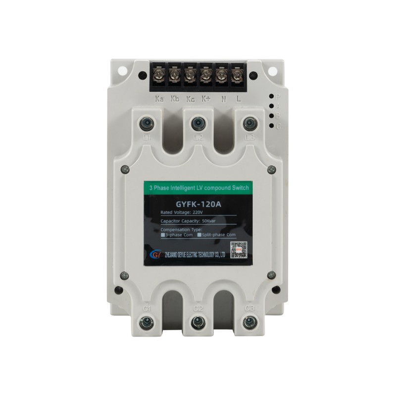 GYFK-120A 220V 50KVAR การชดเชยแยกเฟสสามเฟสสวิตช์ผสมแรงดันไฟฟ้าต่ำอัจฉริยะ