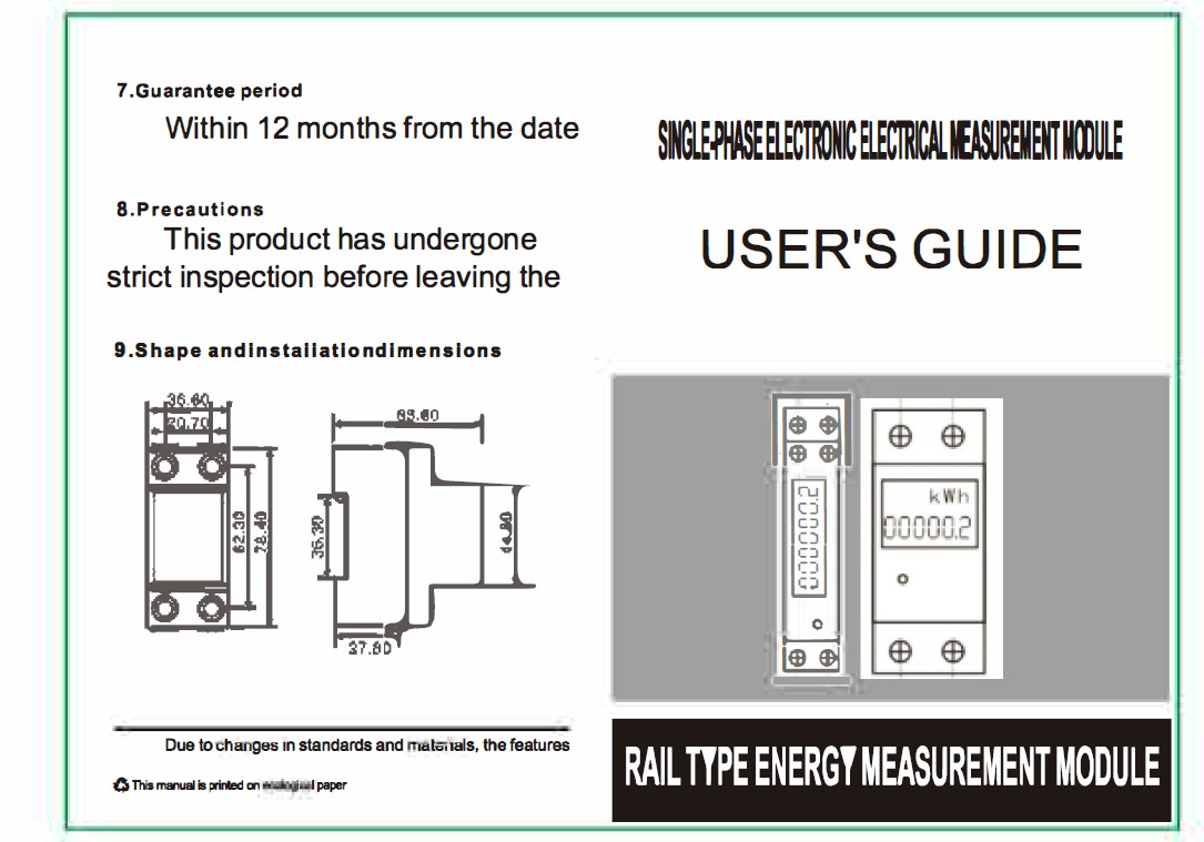 Gy1pm Single Phase 1p Mechanical Energy Meter
